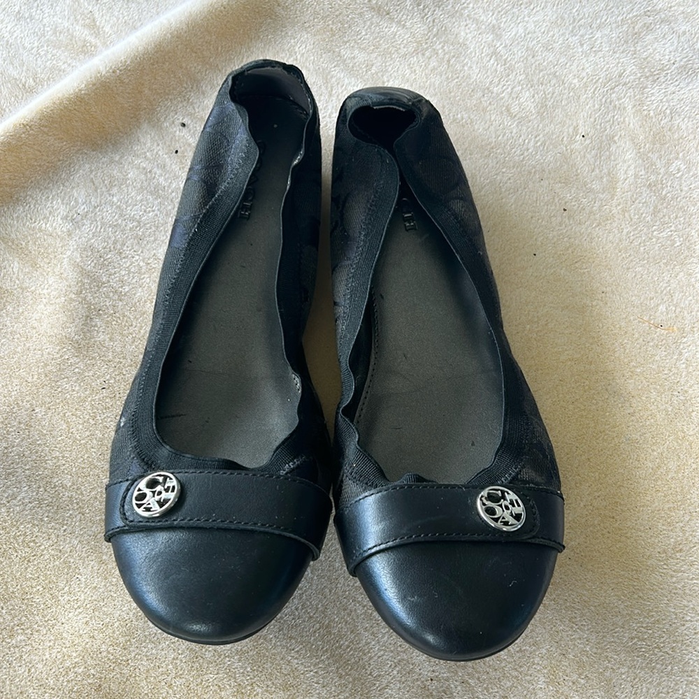 Coach ballet slippers -logo and leather- size 7